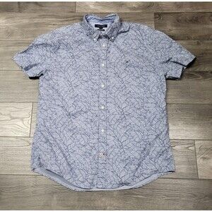 Tommy Hilfiger Men's Dover Leaf Print Custom Fit Short Sleeve Shirt Size XL